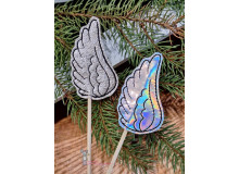 ADVENTSKALENDER 24. Dezember - Stickserie ITH - Engelsflügel LineArt Doodle Anhänger Stabdatei Appli